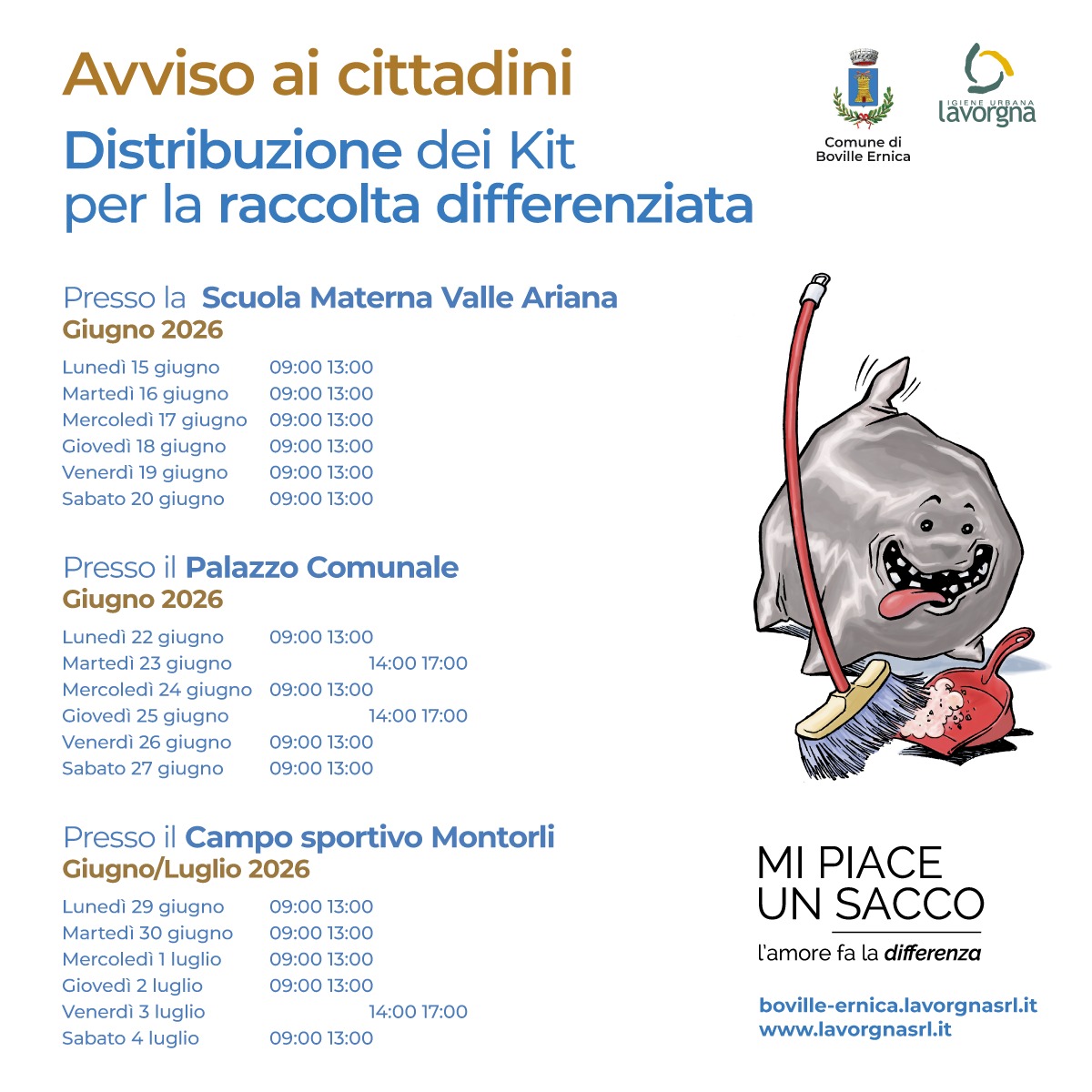 Distribuzione dei kit per la raccolta differenziata